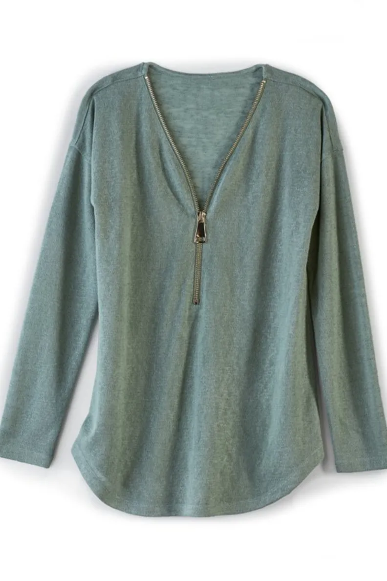 Soft Surroundings Valentina Zip Sweater| Tops|Sweaters & Cardigans