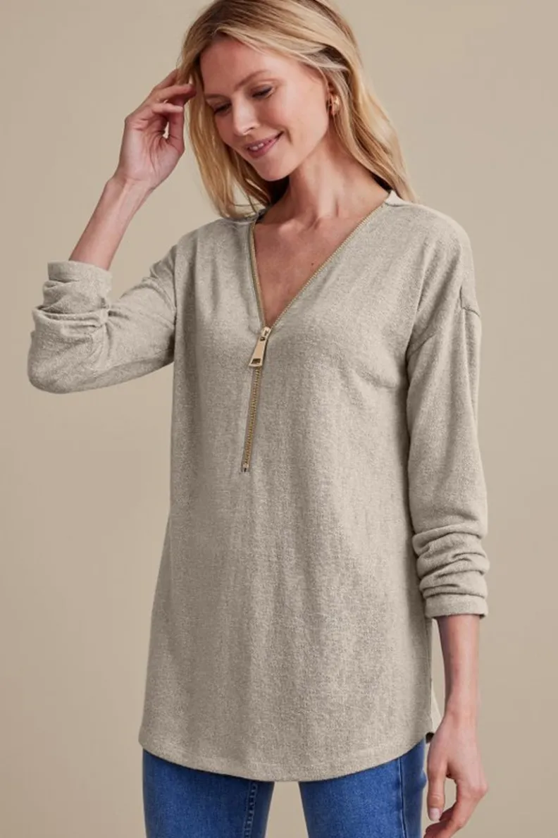 Soft Surroundings Valentina Zip Sweater| Tops|Sweaters & Cardigans