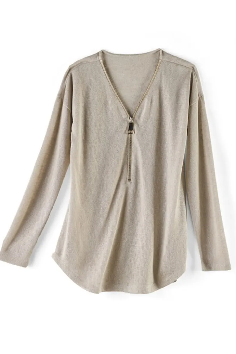 Soft Surroundings Valentina Zip Sweater| Tops|Sweaters & Cardigans