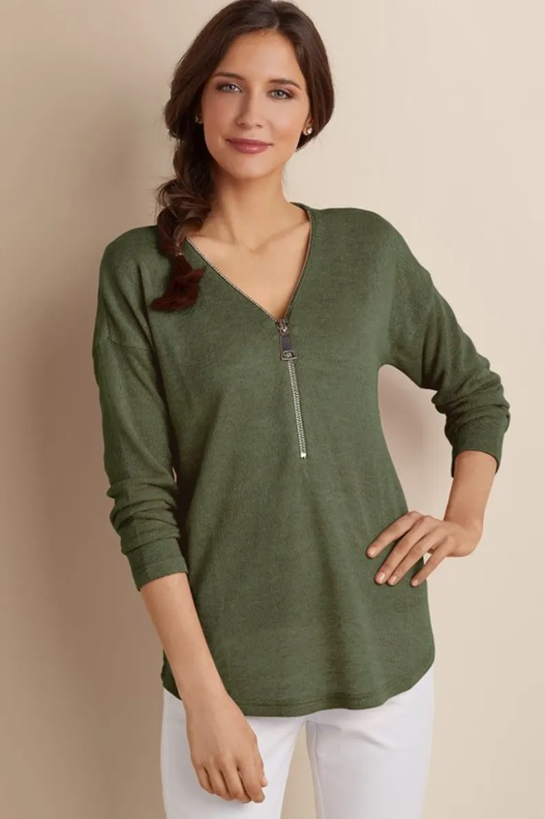 Soft Surroundings Valentina Zip Sweater| Tops|Sweaters & Cardigans