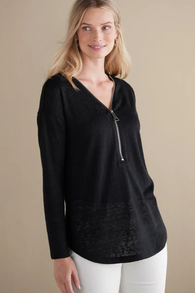 Soft Surroundings Valentina Zip Sweater| Tops|Sweaters & Cardigans