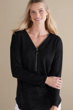 Soft Surroundings Valentina Zip Sweater| Tops|Sweaters & Cardigans