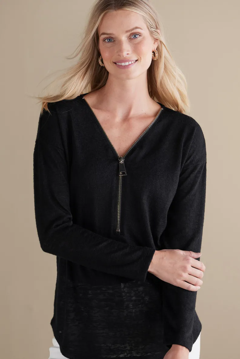 Soft Surroundings Valentina Zip Sweater| Tops|Sweaters & Cardigans