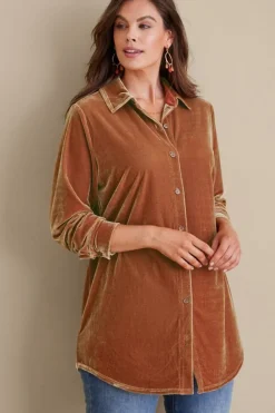 Soft Surroundings Velvet Boyfriend Tunic Shirt| Tops|Tunics & Leggings