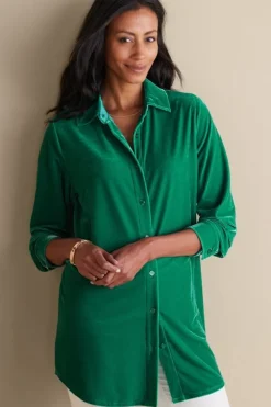 Soft Surroundings Velvet Boyfriend Tunic Shirt| Tops|Tunics & Leggings