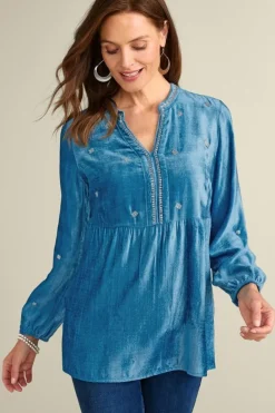 Soft Surroundings Verna Embellished Velvet Tunic| Tops