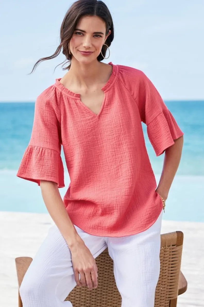 Soft Surroundings Vinka Gauze Pullover| Tops