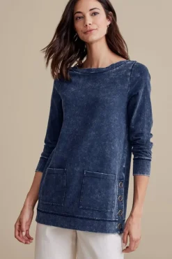 Soft Surroundings Washed Make It Snappy Pullover| Tops