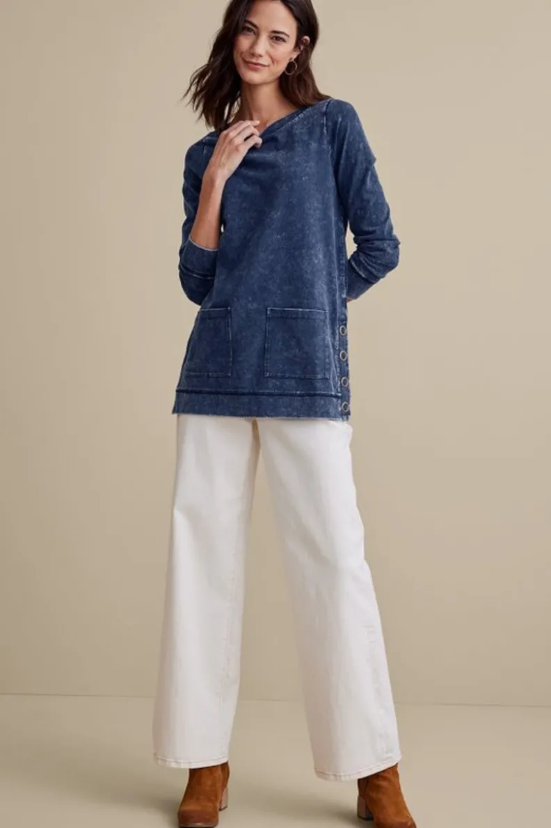 Soft Surroundings Washed Make It Snappy Pullover| Tops